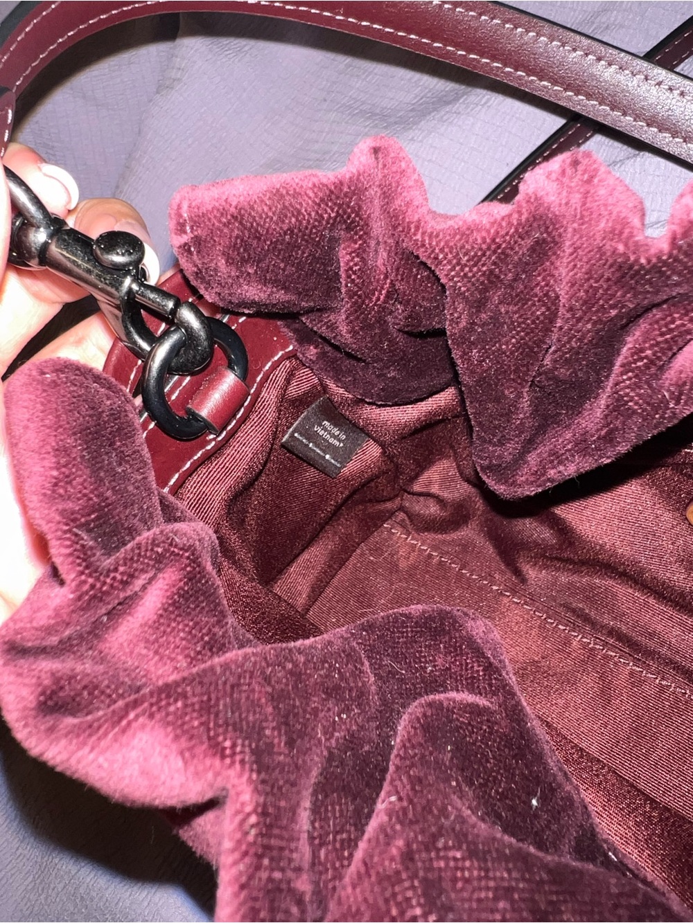 Coach Velvet Shoulder Bag in Deep Wine - Picture 5 of 11